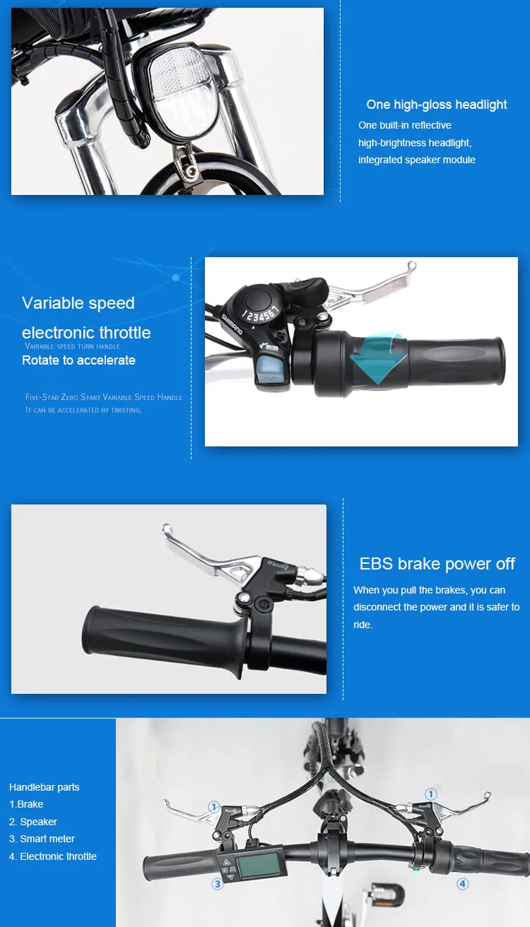 Top 16inch electric bicycle 48V15AH 350w motor Urban smart electric bicycle Double power female and small fold ebike  speed 25-40km 4