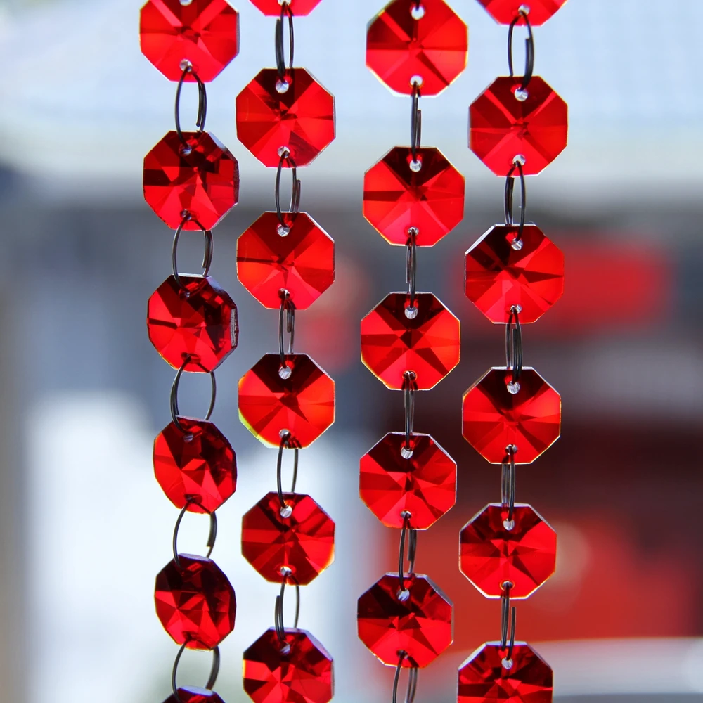 

500meters 14mm Octagon Beads with Metal Rings Crystal Garlands/Strands, Wedding Crystal Decoration Accessories For Sales