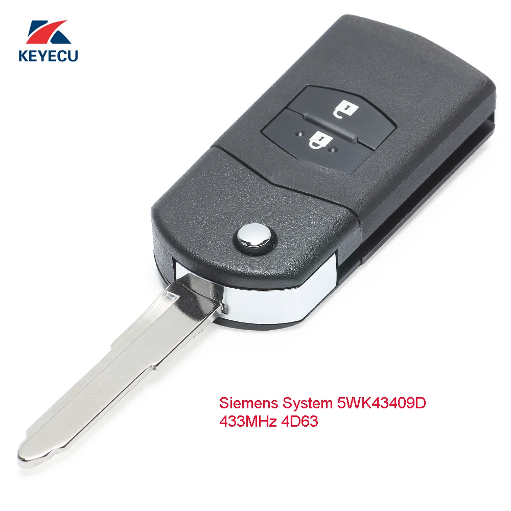 KEYECU Replacement Upgraded Flip Remote Car Key Fob 2 Button for Mazda 2 DE series 2012 2014 P/N