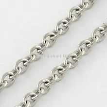 316 Cruz del Acero Inoxidable Cadenas, soldado Cadenas Rolo, Color de Acero inoxidable, 2x2x0.5mm; 50 m/rollo