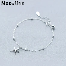 ModaOne 925 стерлингового серебра Морская звезда Шарм браслет для женщин модные ювелирные изделия Звезда Серебряная цепь звено браслет