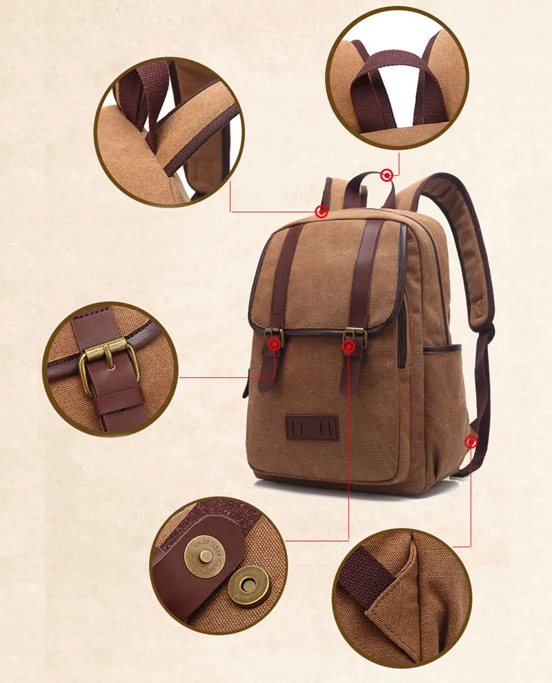 Wellvo, холщовый рюкзак для ноутбука, мужской, Подростковый, для мальчиков, школьная сумка, большой, для студентов, рюкзаки, винтажный, для путешествий, рюкзак, сумки на плечо, XA34C