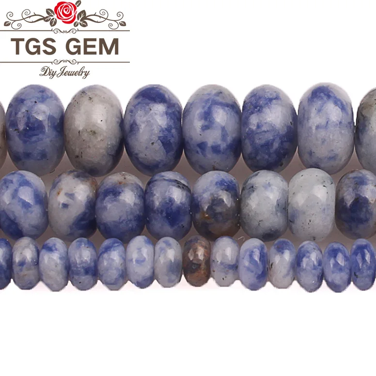 

Natural Stone Blue Dot Sodalite Spacer Abacus Loose Beads 4 6 8mm Findings Bracelets Necklace DIY Jewelry Making Accessories