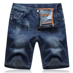 2019 новые летние классические повседневные джинсовые шорты мужские с эластичной талией шорты по колено мужские хлопковые повседневные