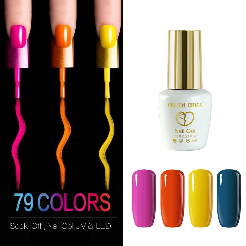 CHARM CHICA UV Гель-лак 6 мл замачиваемый Розовый Красный Цвет для ногтей Vernis