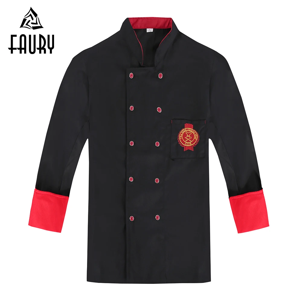 

Double Breasted Embroidered Badge Chef Jacket Wholesale Food Service Outfit Cafe Bakery Waiter Work Uniform Cooking Coat Clothes