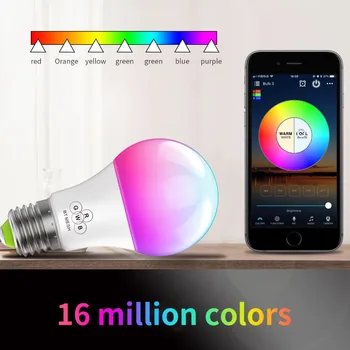 

Timethinker E27 WiFi Smart Light Bulb Multicolor Dimmable Wake-Up Lights RGBW LED Lamp,Compatible with Alexa Google Assistant