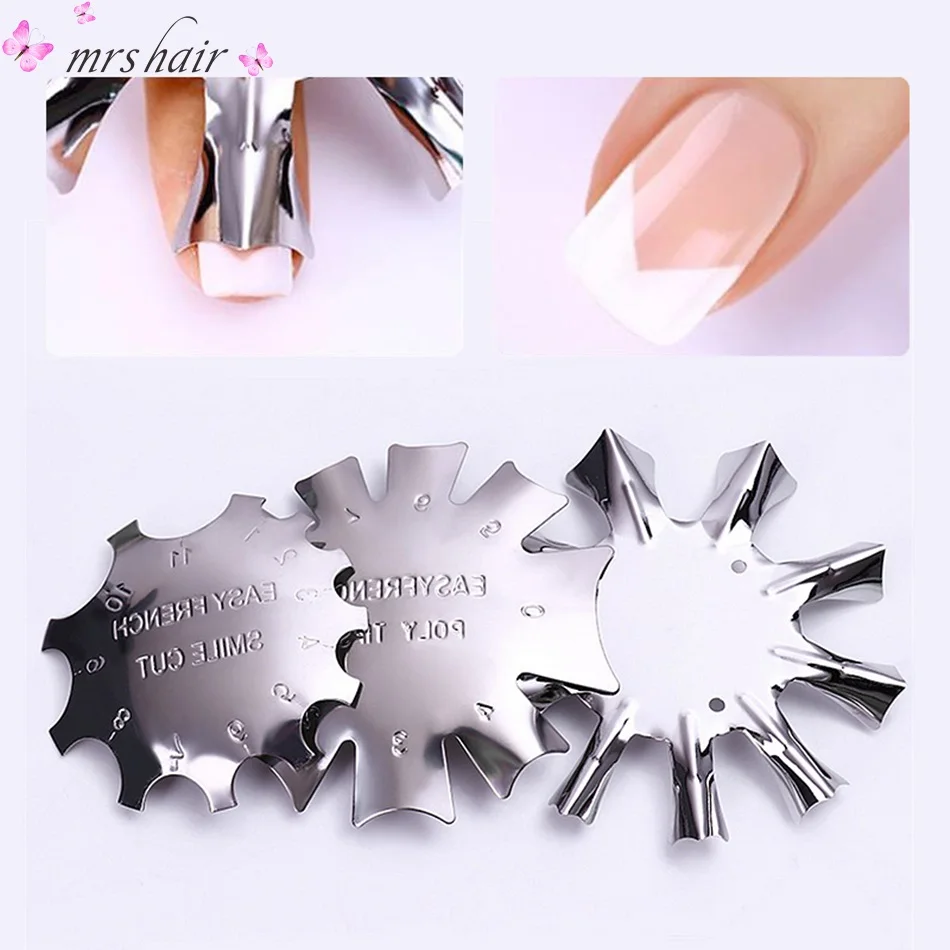 

/Easy Crystal nail make stainless steel template NailArt Styling Tool French Line Edge Cutter Stencil