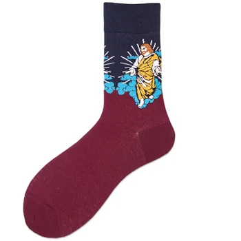 

Autumn Winter Christmas Socks Printed Cotton Long Tube Socks British Style Person Blend Stretch Breathable Washable Hosiery