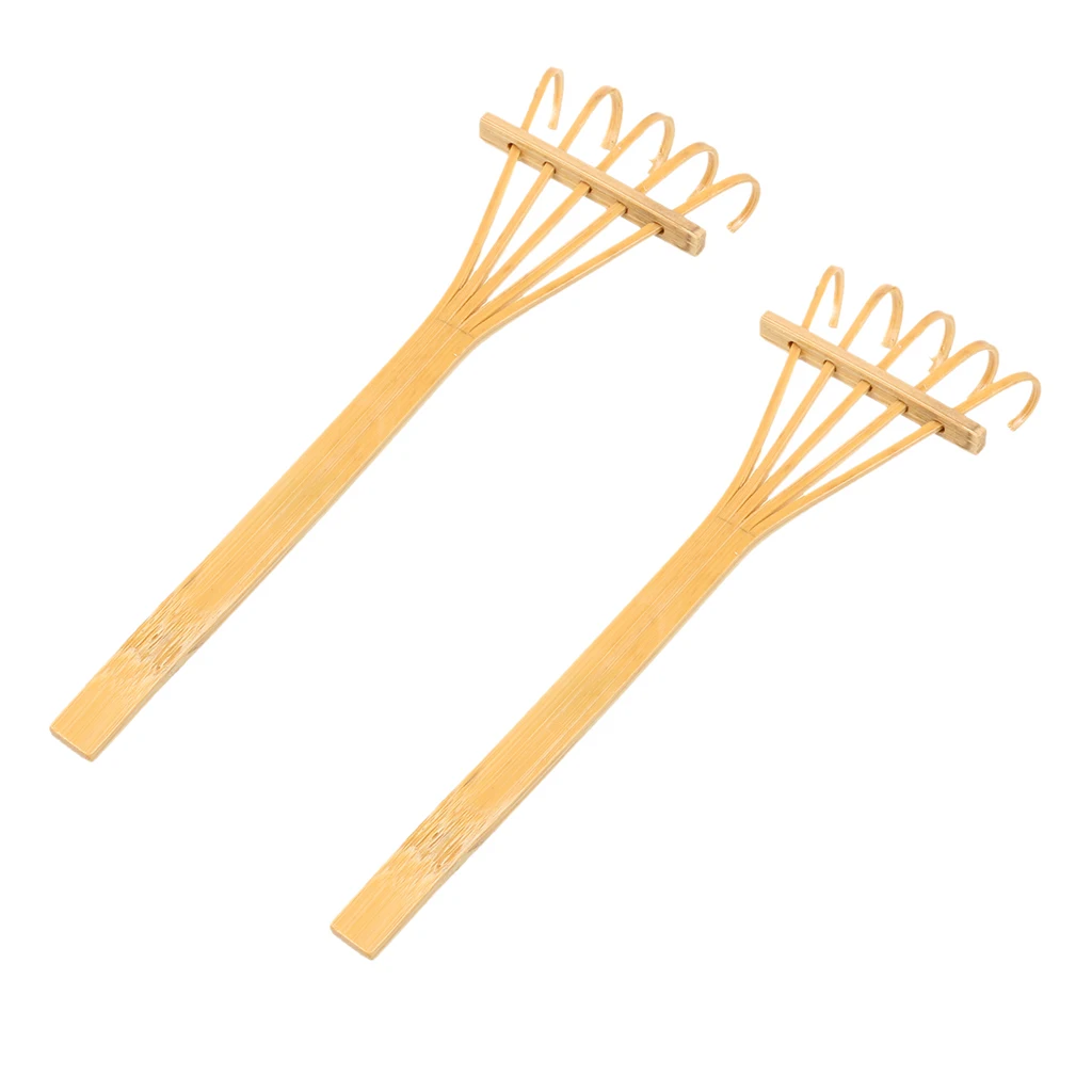 PACK 2PCS Bamboo Rake Ornament for Home Garden Bonsai Microandscape Decor