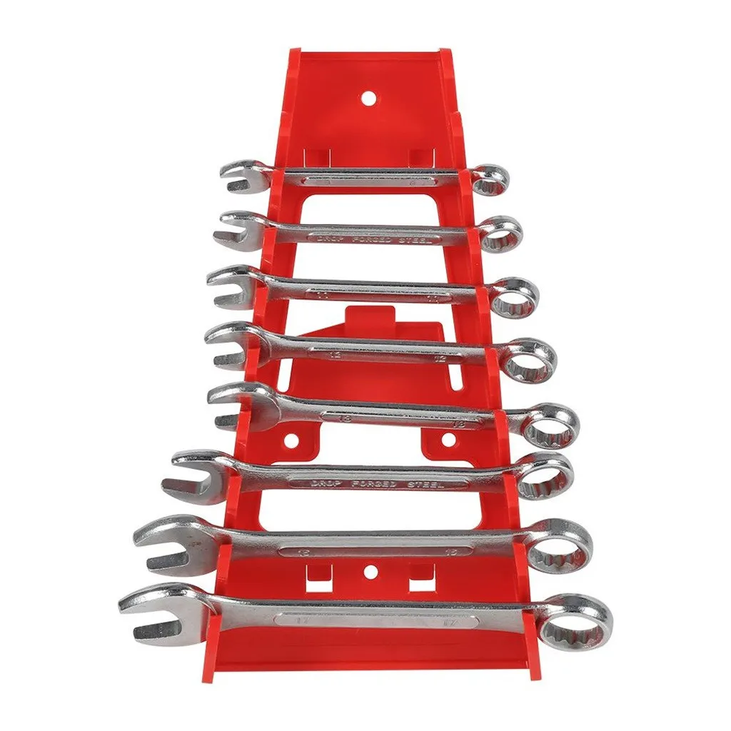 

Plastic Red 9 Slot Wrenches Rack Standard Organizer Holder Tools Wall Mounted Durable Wrenches Spanner Racks