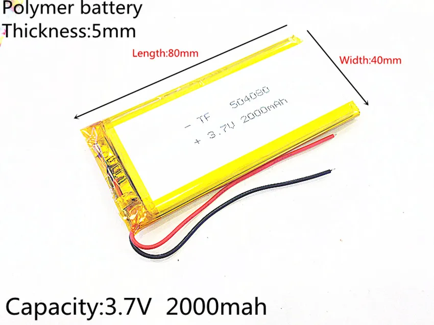 3,7 V 2000 mAh 504080 полимерный литий-ионный/литий-ионный аккумулятор для планшетных ПК, POWER BANK, pipo, cube, сотового телефона