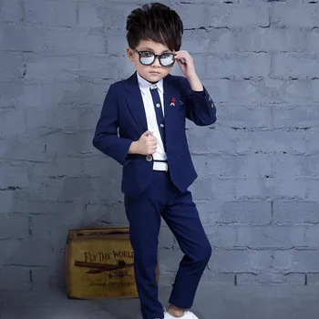 

2019 High quality Children Boys Suit Kids Blazer Boys Formal Suit For wedding suits for boys or party clothes Jackets 2pcs 3-10