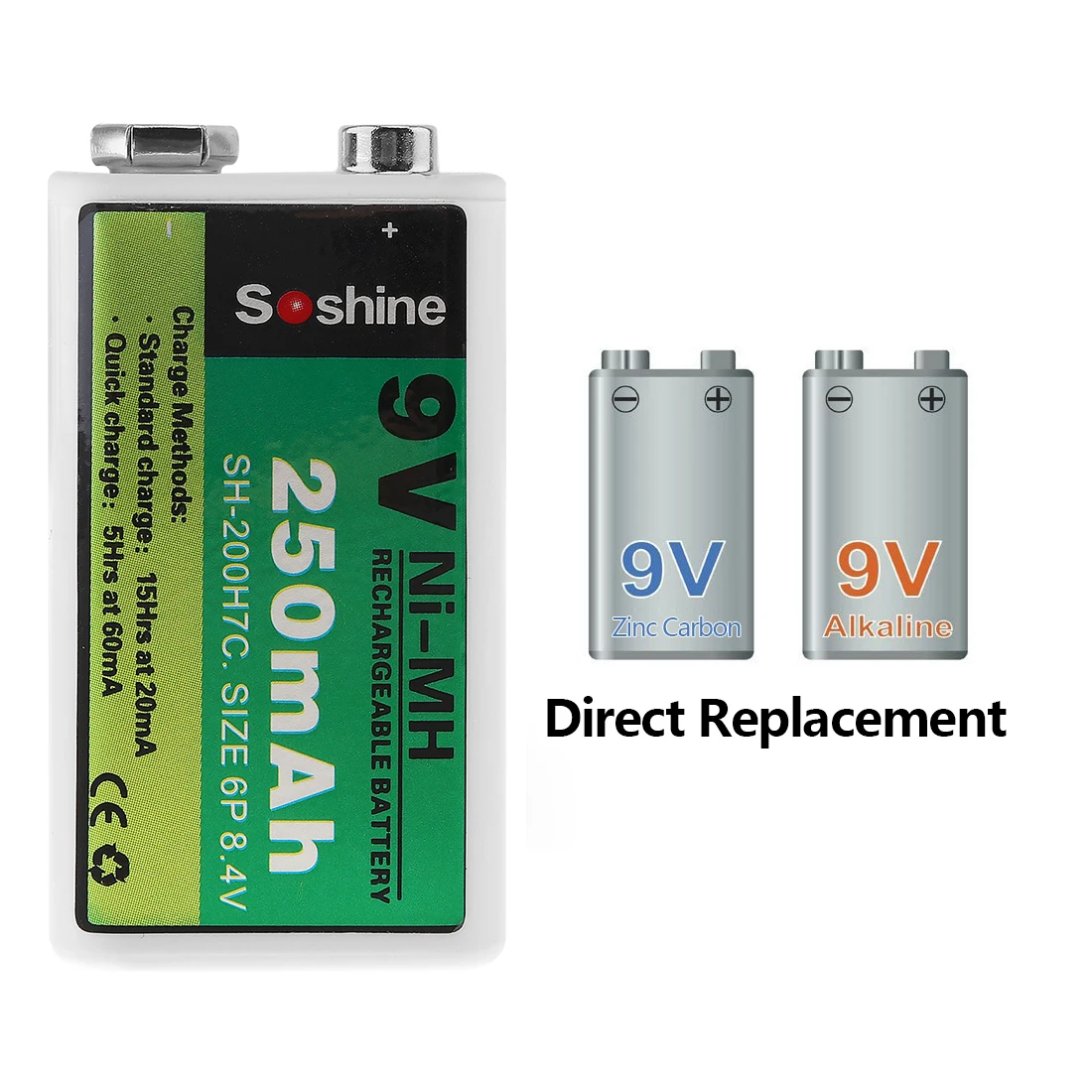 Soshine 9V 250mAh 6F22 Ni MH аккумуляторная батарея + Портативная Батарейная коробка для