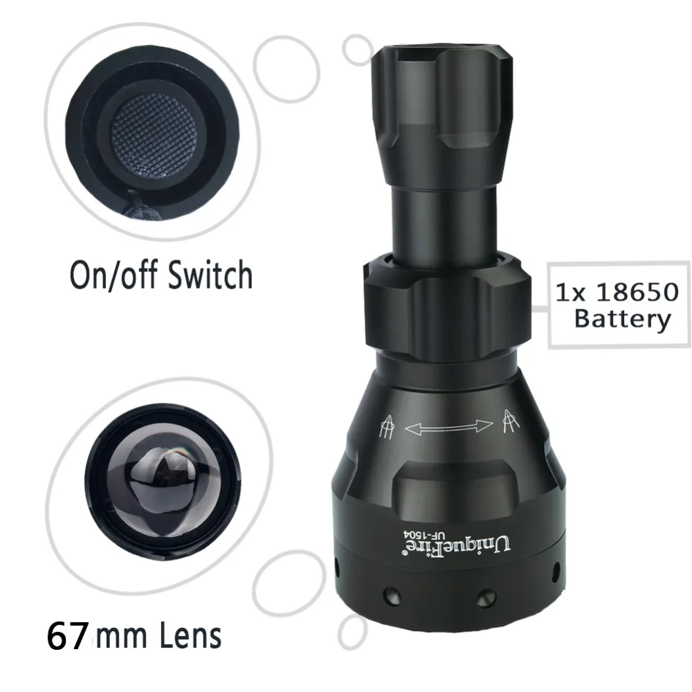 UniqueFire 1504 OSRAM IR 940nm T67 тактический светодиодный инфракрасный фонарик 67 мм выпуклая
