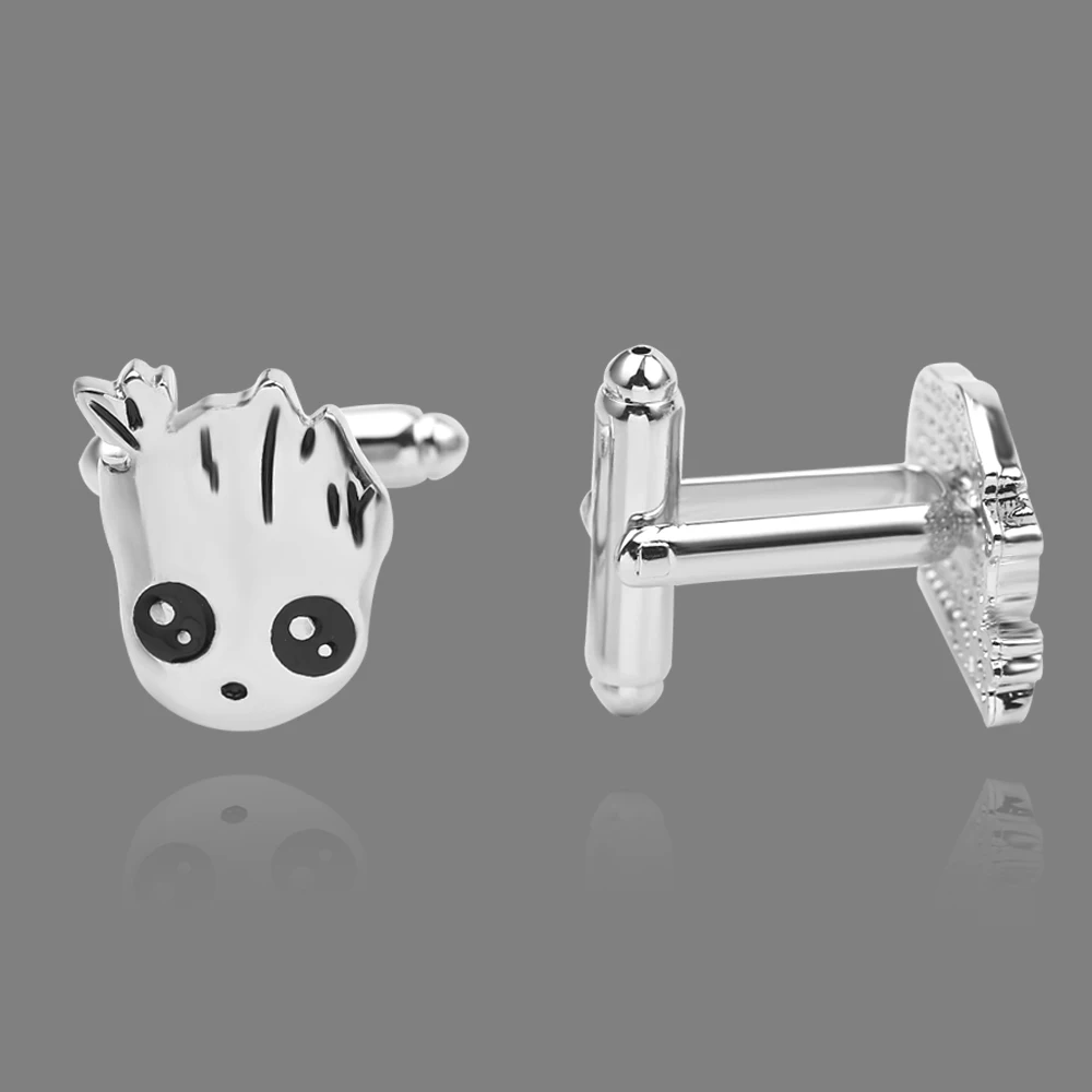 

Guardians of the Galaxy Groot Cute Cartoon Avatar Cufflinks White Metal Cufflinks for Women Men Kids Mar Souvenir Gifts