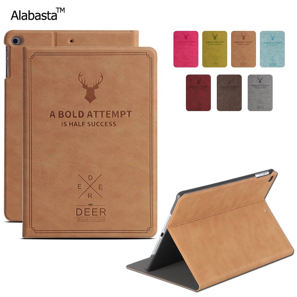 

Case for Apple iPad mini 1/2/3 7.9"  Luxury Leather Flip Stand Protective Cover Deer Skin Shockproof Fundas Alabasta with stylus