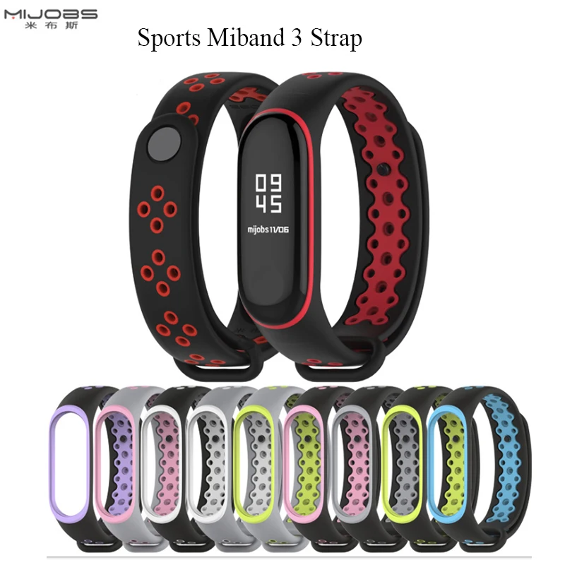 

Newest Fashioanl MIband 3 strap breathable sports wrist strap dule-color sweatproof replacement for xiaomi mi 3 smart bracelet
