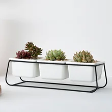 Нордический простой из кованого железа набор горшков для цветов три горшка одна полка квадратная керамическая суккулентная железная рама керамический набор горшков для цветов