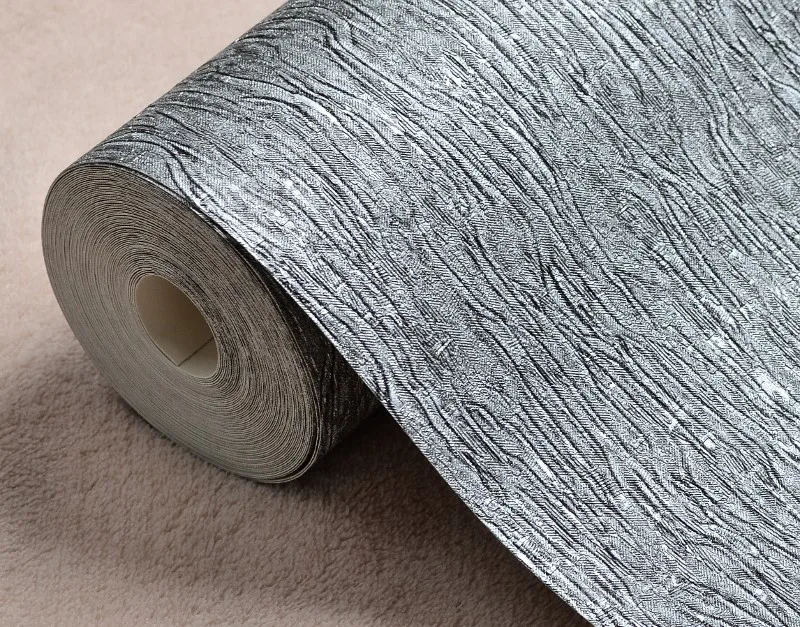 Silver Grey Black Metallic Textured Wallpaper Roll Gray Modern Striped