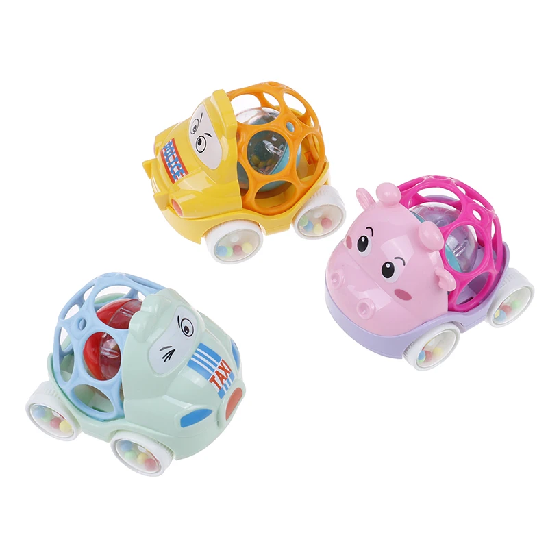 

Cute Soft Rubber Hole Inertia Car Rattle Creative Safety Teether Children Sliding Toys Easy to Grasp For Newborn Best Gifts