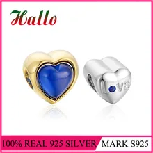 Серебряное сердце Любовь Эмаль Подвески Бусы из природного камня подходит Подвески Серебро 925 breloque браслеты бусины для изготовления ювелирных изделий