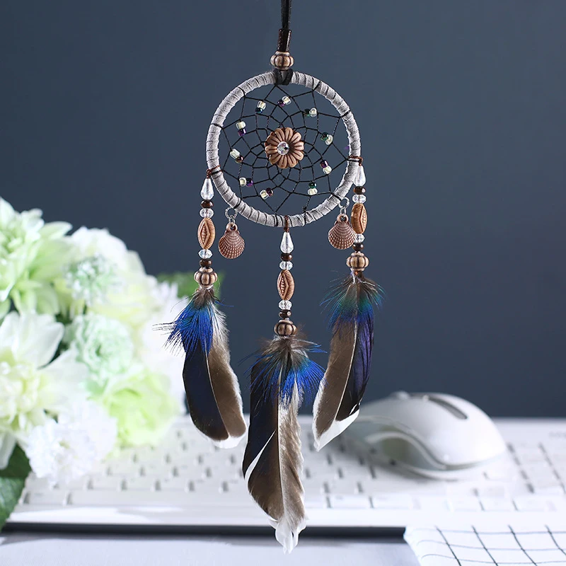 

2018 New Mini Wind Chime Pendant Creative Shell Dream Catcher Feather Accessories Bedroom Living Room Home Decoration Ornaments