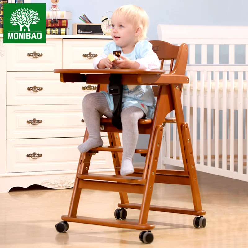 Solid wood child dining chair baby multifunctional portable baby dining table and chairs fashion folding baby chair