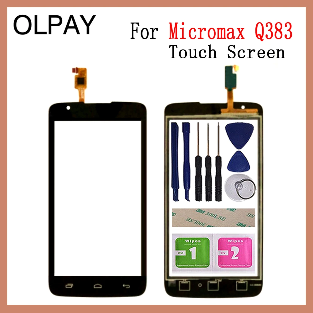 OLPAY 5,0 ''телефон сенсорное стекло для Micromax Q383 сенсорный экран Сенсорная панель дигитайзер стекло Ремонт Инструменты Бесплатный клей+ салфетки