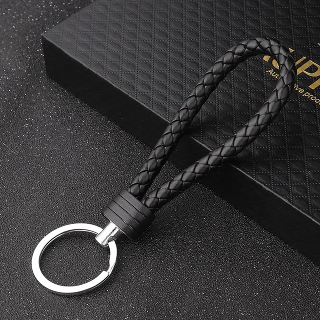 Handmade Knitted Rope Making Leather Rope Keychain for Women Men Rope