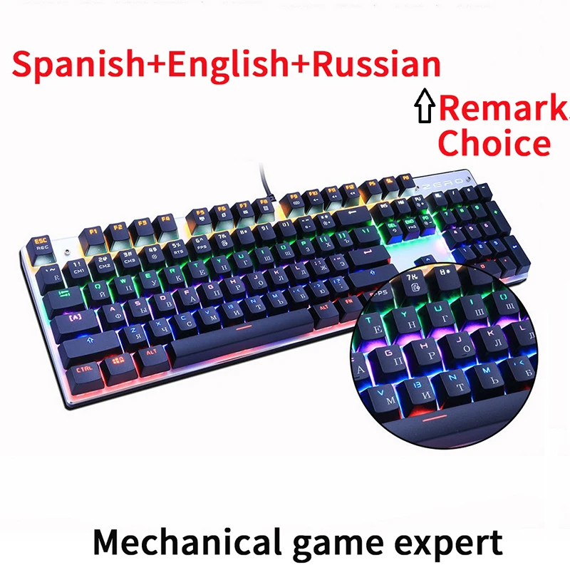

Metoo Original gaming keyboard Russian keyboard Mechanical Keyboard 87 keys 104 keys usb Wired keyboards blue/red/black switch