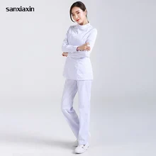 Униформа для сотрудниц спа-салонов медицинские скраб комплект одежды стоматологическая клиника и салон красоты для ролевых игр, медсестра, мода Slim Fit хирургические белое пальто