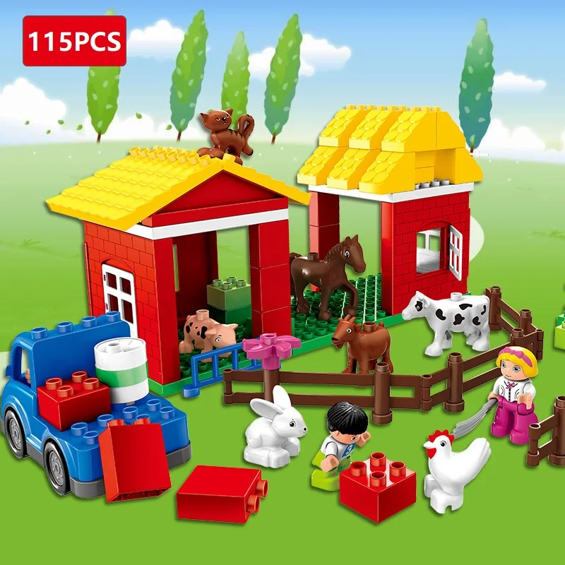115 шт. совместимые Legoe Duploe строительные блоки игрушки для детей большие частицы