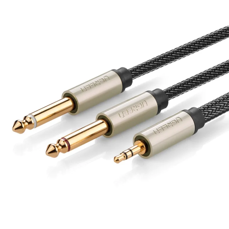 

AV126 Gold Plated 3.5mm to 2x 6.35mm Audio Cable Mono Y-Cable Splitter Cord for iPhone, iPod, Computer Sound Cards, CD Player