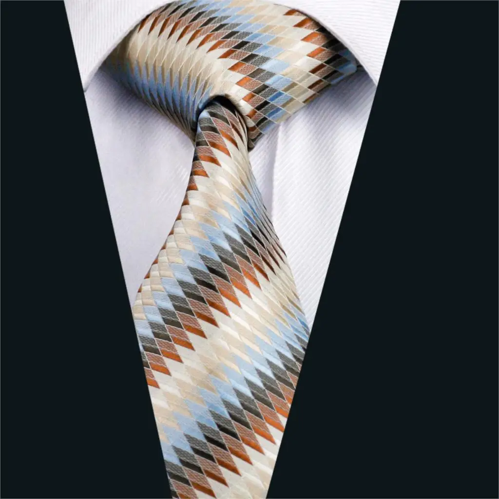 Dh-1008 Для мужчин s Шелковый Галстук бежевый новинка галстук шелк жаккард Галстуки для Для мужчин Бизнес Свадебная нарядная одежда