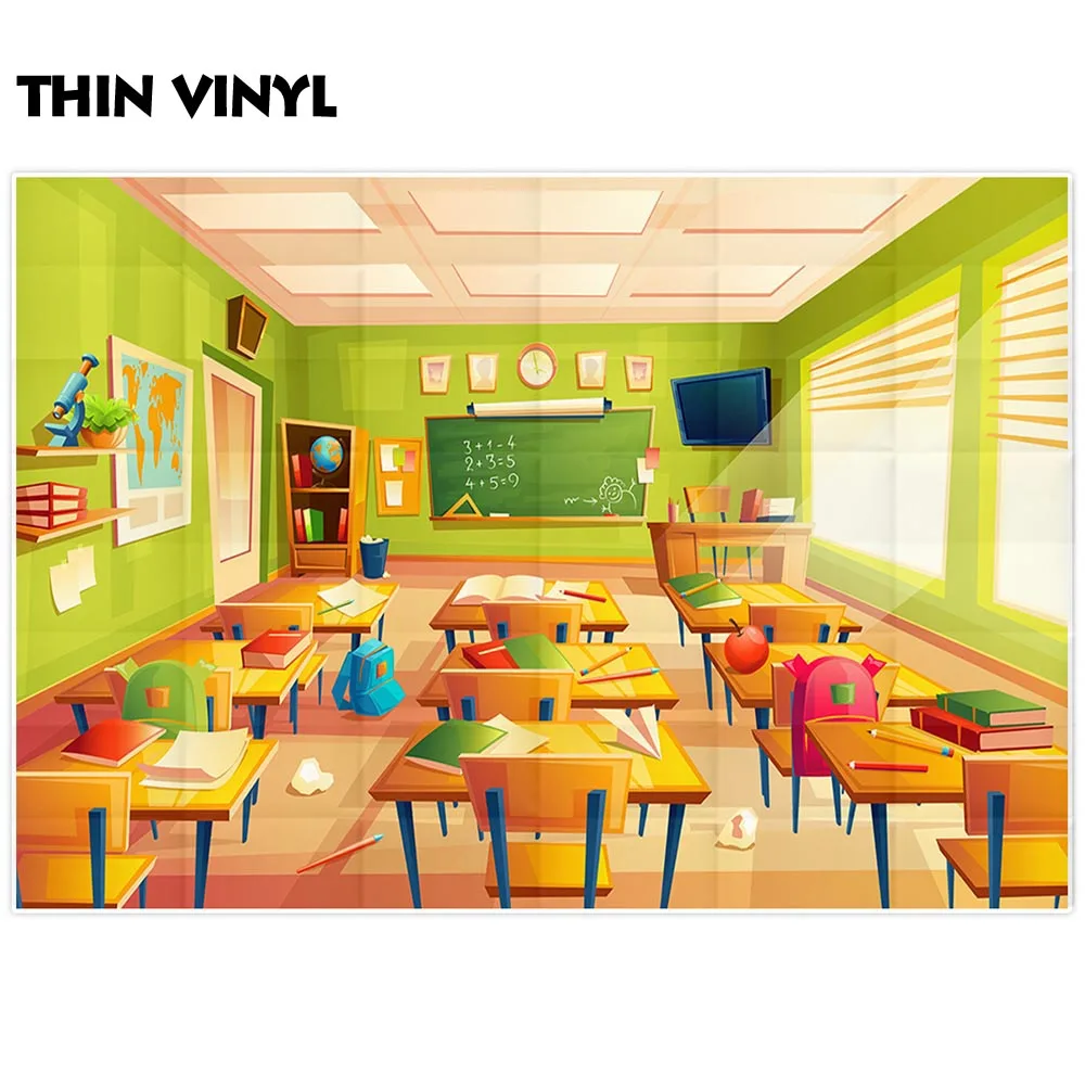 Allenjoy Photography Backdrop Cartoon Classroom Back To School Background Photocall Photobooth Photo Shoot Customize Printed Background Aliexpress