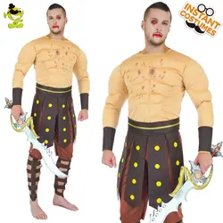 Древних Для мужчин римского воина Костюм Производительность вечерние ролевая игра мышцы римского воина одежда Косплэй взрослых Хэллоуин