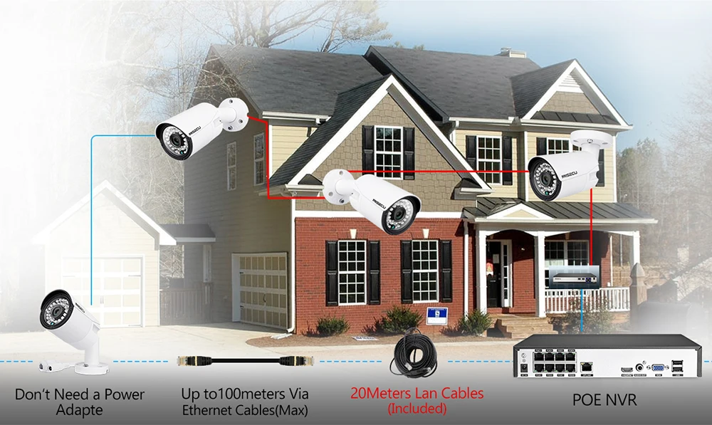  MISECU 8CH 1080P CCTV Camera System Audio Record 2MP Bullet PoE IP Camera Waterproof Outdoor Night  - 32728271530