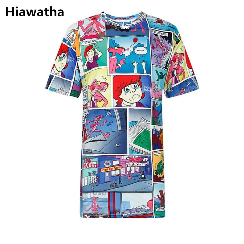 

Hiawatha Camisetas Mujer Comics Long Printed Pattern Loose O-Neck T-Shirt Women Short Sleeve Casual T Shirts T4401