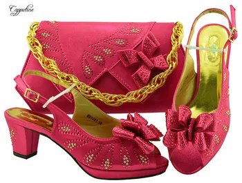 

Amazing fuchsia sandals with bag fashion shoes and evening handbag sets with rhinestones MM1081