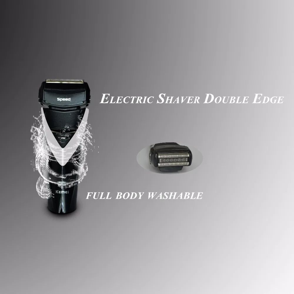 

2Pcs/Pack Men Washable Rechargeable 3 Blade Electric Shaving Razor Trimmer Machine Quick Charge Barbeador