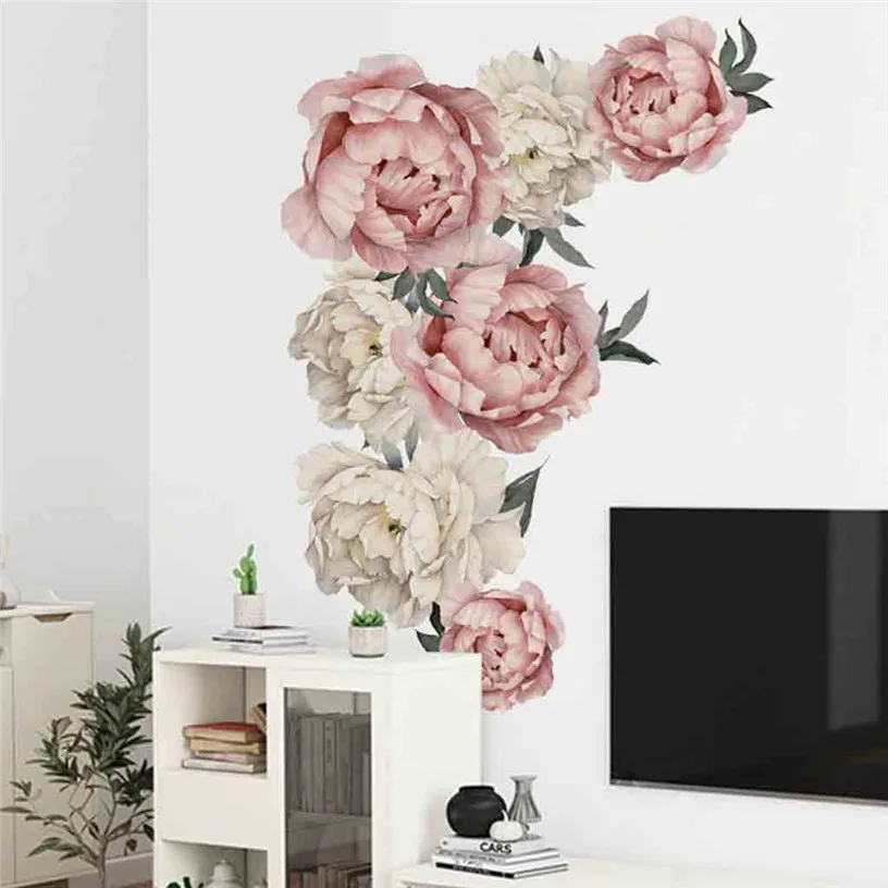 60x90 см печать пион розы цветы настенные стикеры Гостиная для домашнего интерьера наклейки обои наклейки ma24