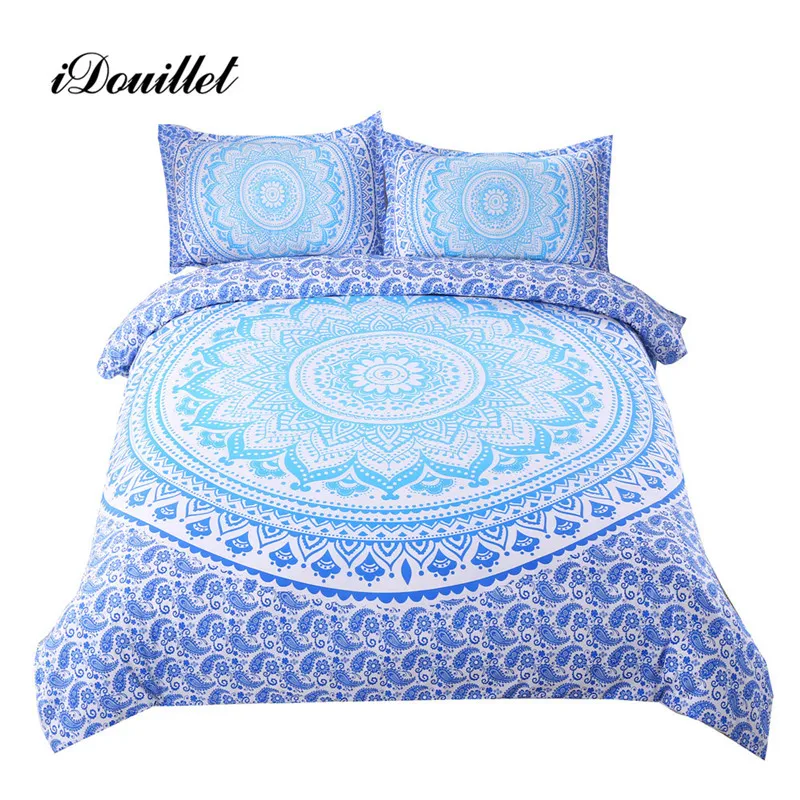 

iDouillet Hippie Paisley Bohemian Bedding Set Reversible Duvet Cover & Pillowcase Polyester Cotton Twin Full Queen King Size
