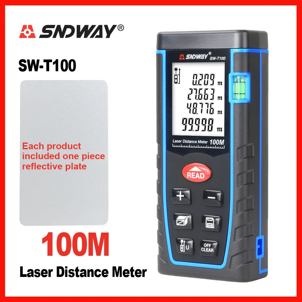 

SNDWAY Laser Distance Meter Range Finder Rangefinder Electronic Tape Trena Ruler Tester Hand Tool Device Build 40m 60m 80m 100m