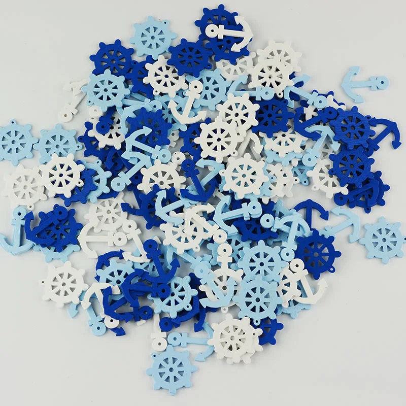 

Mixed 60pcs/lot Wooden Button Sea steering wheels anchors pattern Scrapbook Craft Buttons Garment Botoes Accessories