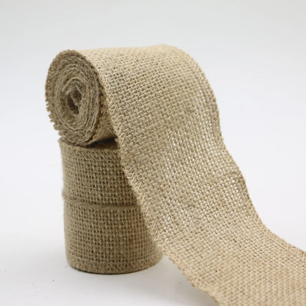 

6CM width Solid color Natural Jute Burlap Hessian Ribbon Rustic Craft Home Party Garden Wedding Decors Favor christmas T205