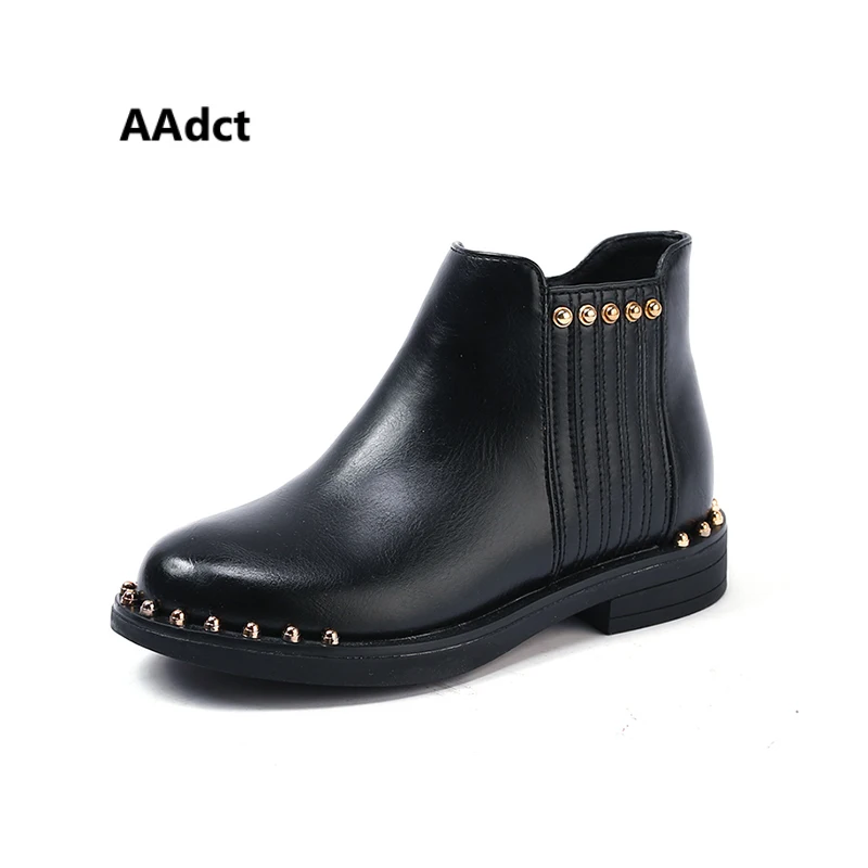 

AAdct Martin rivet boots for girls Fashion short kids boots 2018 autumn and winter princess children single boots cotton warm