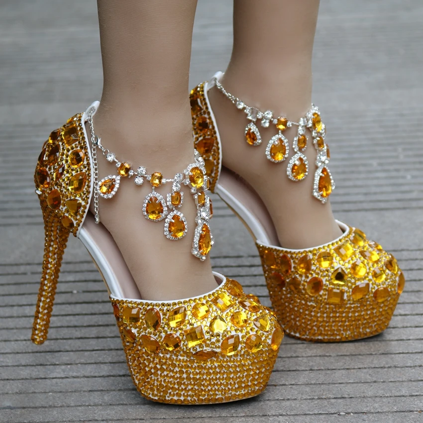 gold rhinestone wedding shoes