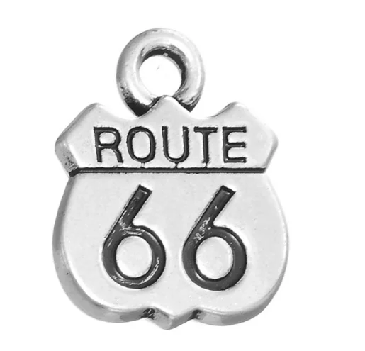 50 шт Шарм Route 66 черная эмалированная подвеска 16 8*13 3 мм антикварные серебряные