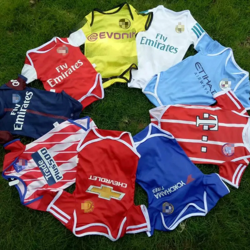 

Baby Unisex Football Suit Climb Rompers Children Sport Jumpsuit Kids Cotton Short Sleeve Soccer Clothes European Football Club